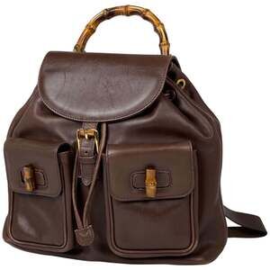 Gucci Bamboo Backpack/Daypack, Old 003580016, Brown Leather Backpack for Women